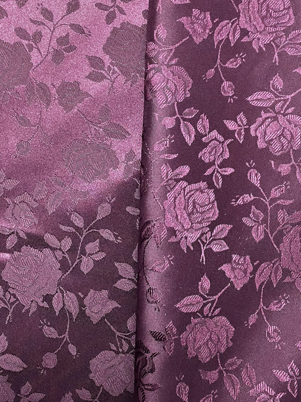 1 Yard Plum Jacquard Satin Reversible Fabric for Tablecloth Curtains Garments 58/60 inches Wide